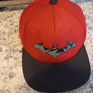 Geometric Design Red Cap with Black Brim